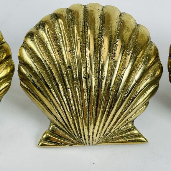3 Taste Setter by Sigma Brass Sea Shell Scallop Clam Napkin Holder Rings VTG Lot - Picture 6 of 10